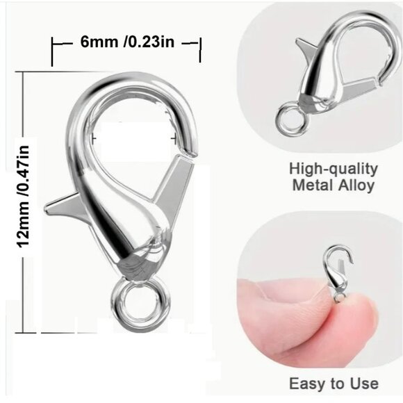 Premium Alloy Lobster Claw Clasps Silvery Small 20pcs - Picture 2 of 2